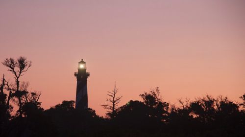 lighthouse sunset evening