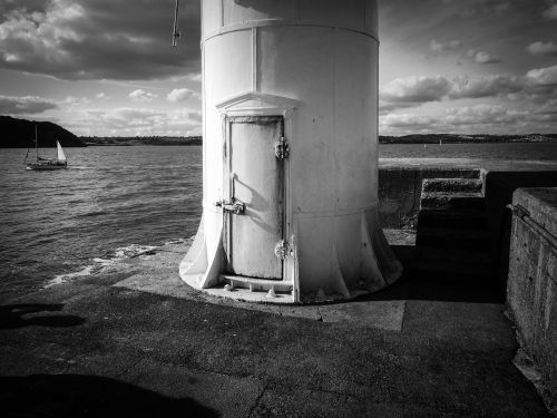 lighthouse black and white nautical