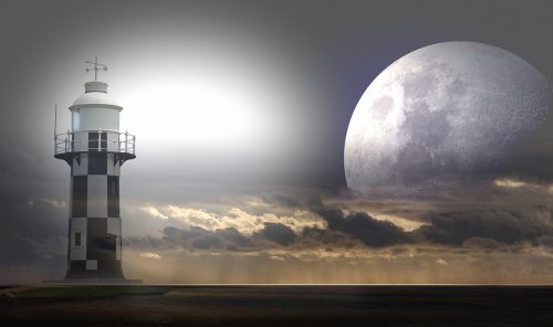 lighthouse moon sea