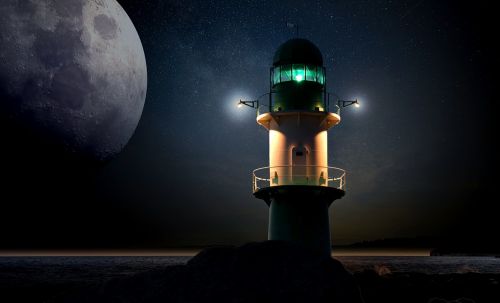 lighthouse beacon moon