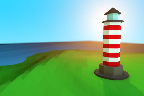 lighthouse low poly coast