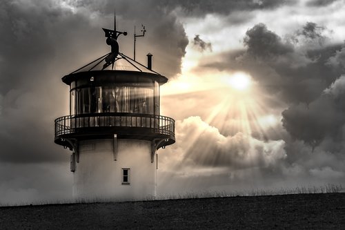 lighthouse  north sea  sun