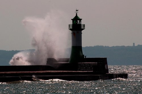 lighthouse  wave  sea