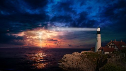 lighthouse  lighting  storm