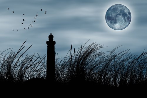lighthouse  fantasy  full moon
