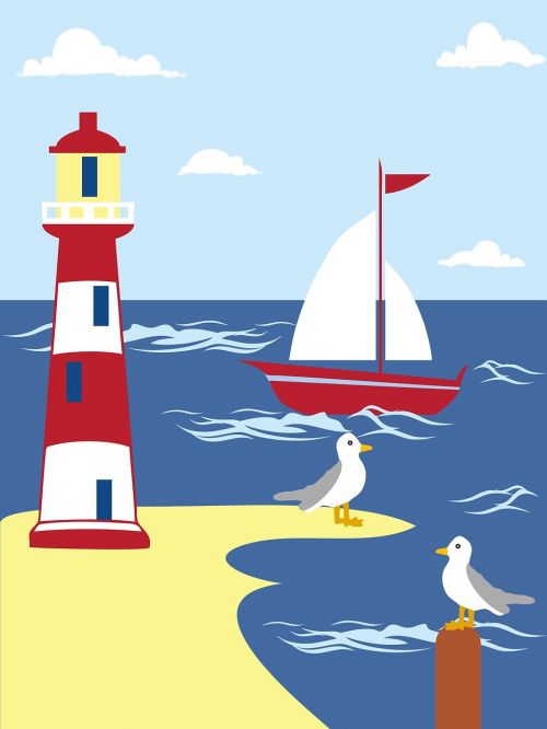 lighthouse boat sail boat