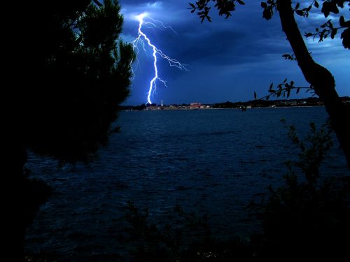 lightning storm sea