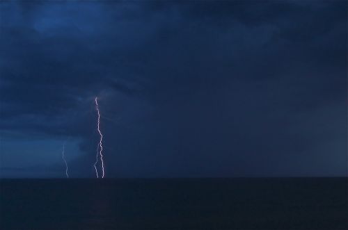 lightning ocean night