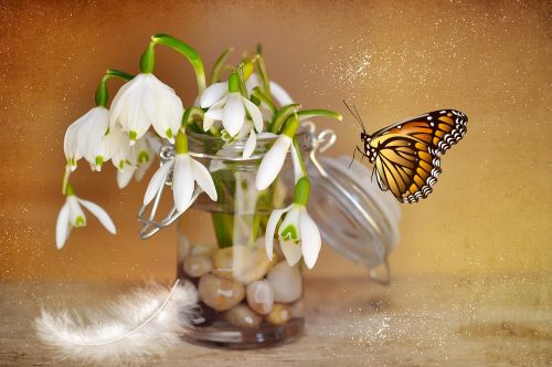 lily of the valley snowdrop decorative glass