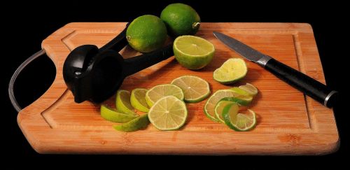 lime citrus fruits cutting board