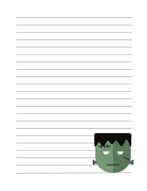 lined journal page  frankenstein  halloween