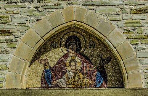 lintel virgin mary and jesus panagia