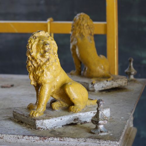 lion figure cast iron pans