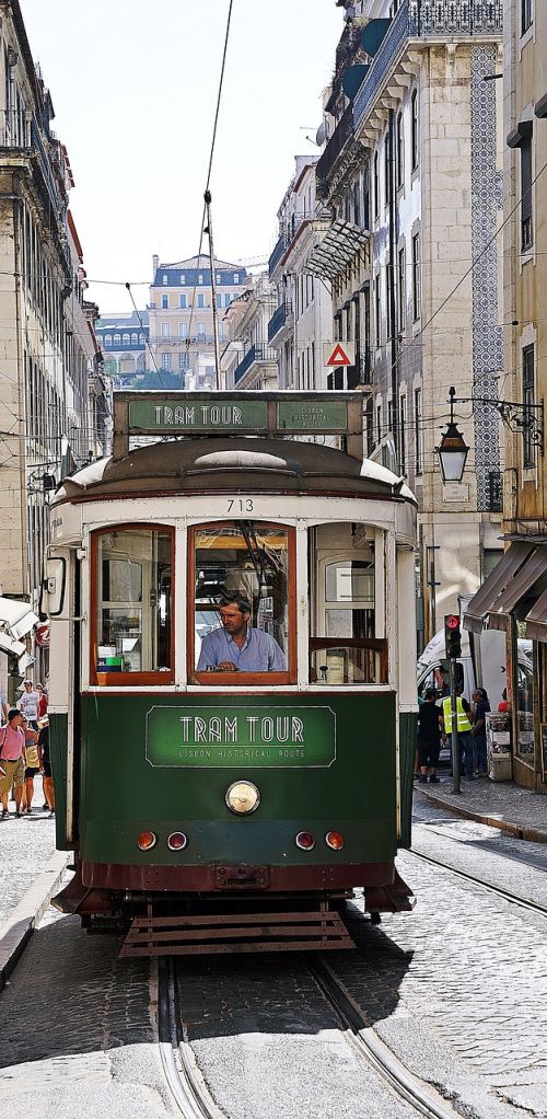 lisbon tram vintage