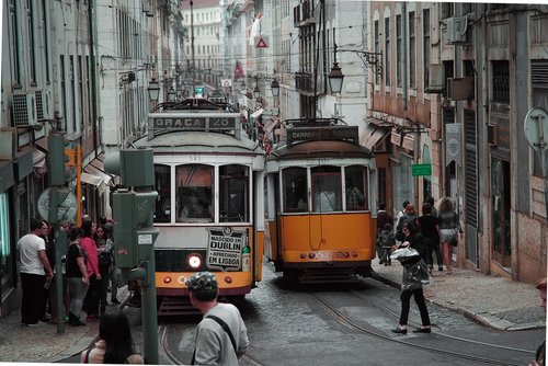 lisbon  tram  street