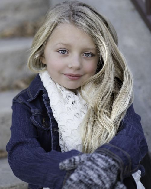 little girl blond winter