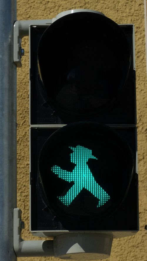 little green man traffic lights footbridge