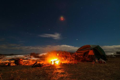 live in nature starry sky bonfire