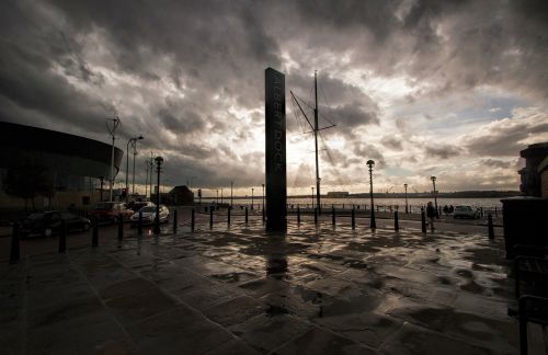 liverpool port in the evening