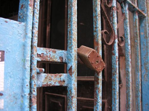 lock gate blue
