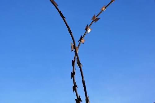 lock wire security blue sky