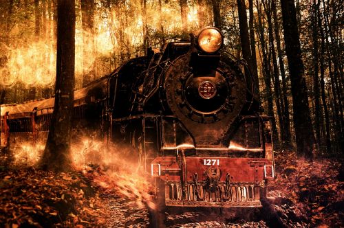 locomotive composition photoshop