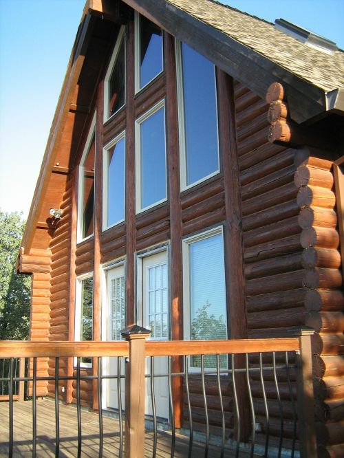 log cabin windows