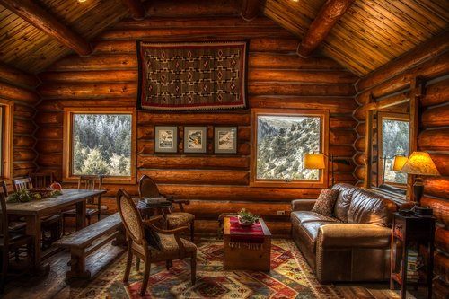 log cabin  inside  indoors
