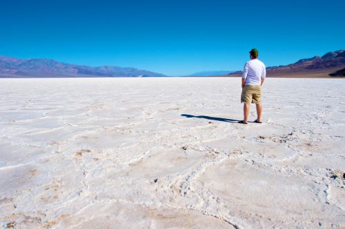 Lone Man On Salt Flat