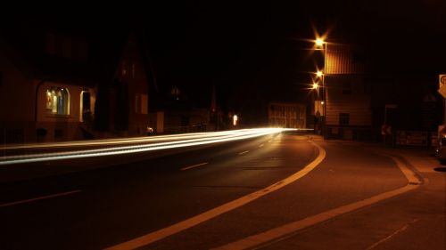 long exposure night road