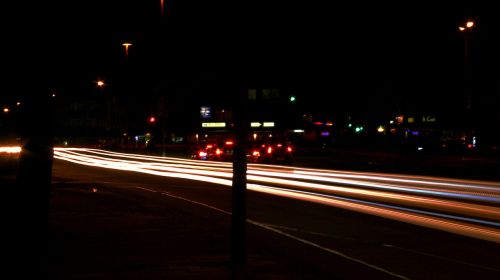 long exposure night road