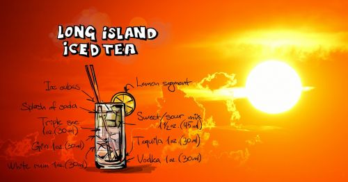 long island iced tea cocktail sunset