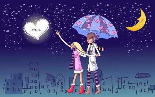 love cartoon starry sky