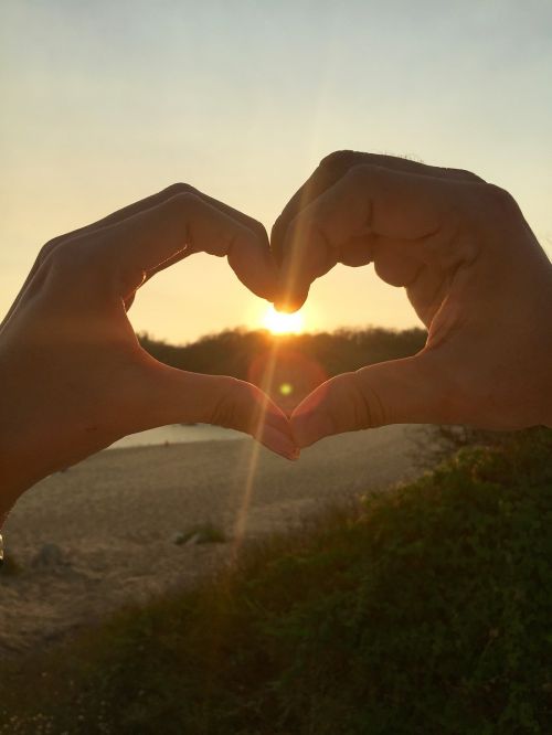 love sunset heart