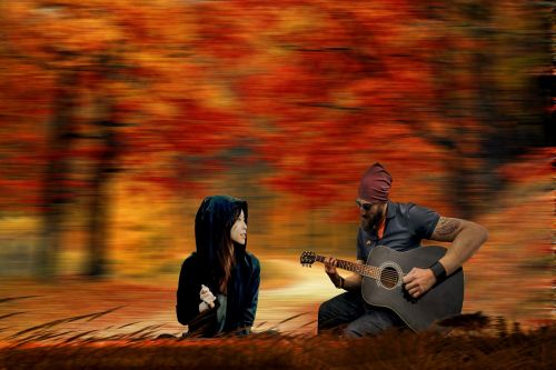 love couple fall background