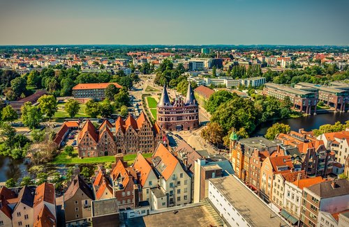 lübeck  holsten gate  aerial view