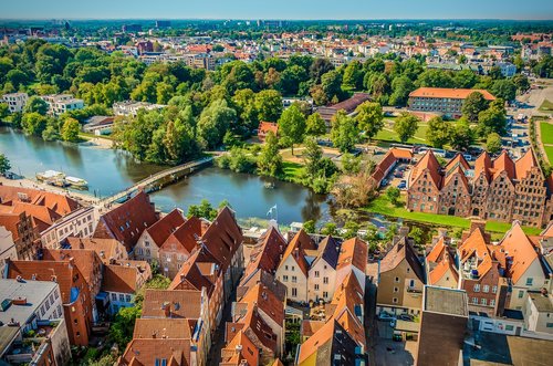 lübeck  aerial view  waters