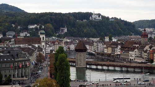 lucerne  chapel bridge  water tower