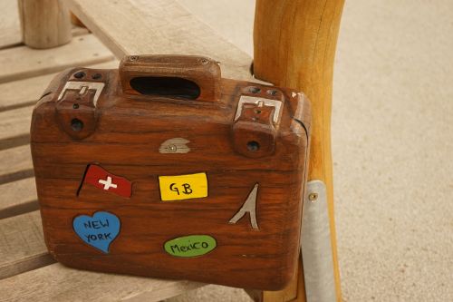 luggage wooden case colorful