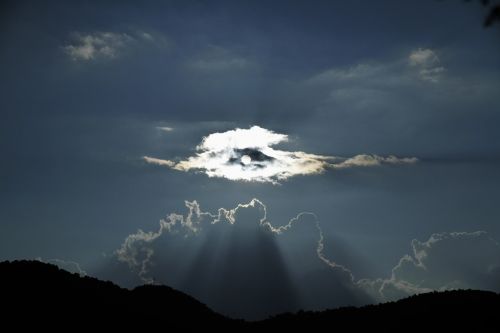 lugu lake clouds sky