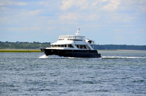 luxury yacht cruising river