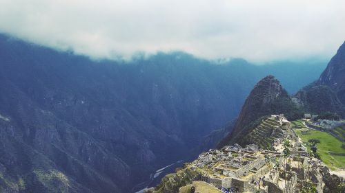 machu picchu inca trial aerial view