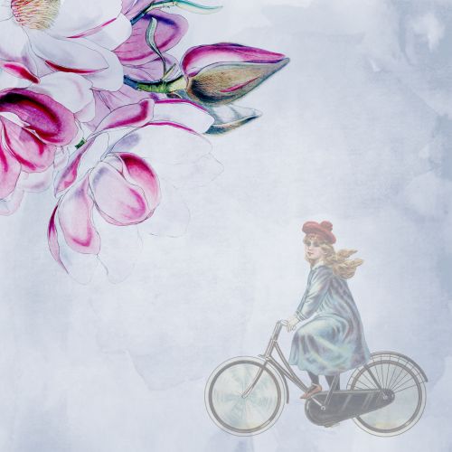 Magnolia Flowers Cycling Girl