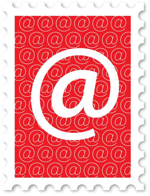 mail stamp at sign
