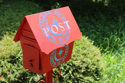 mail box red mailbox post