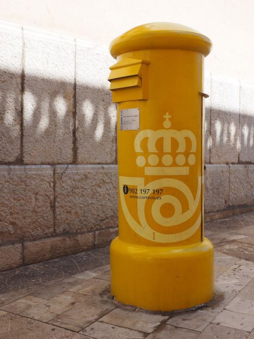 mailbox yellow post mail box