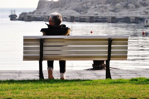 makarska women on the bench adriatic sea