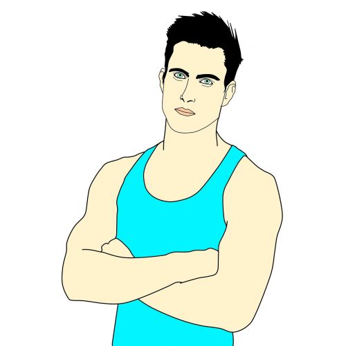 man illustration bodybuilding