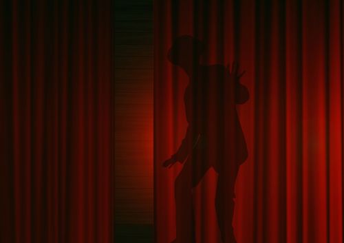 man silhouette curtain