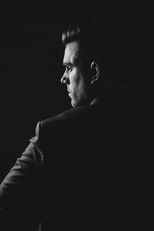 man portrait black and white